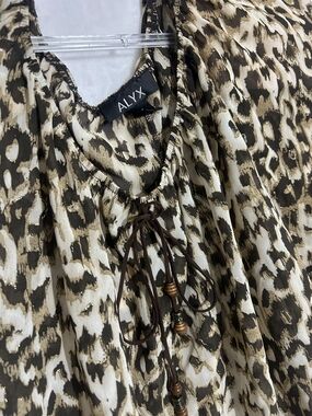 Alyx Leopard-Print Top in Brown & Cream with Gold Thread